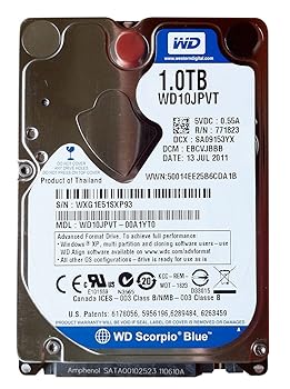 【中古】W/D 1.0tb 5400rpm 2.5in hdd (WD10JPVX)