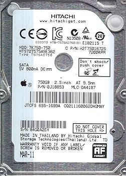 【中古】hts727575 a9e362、PN 0j18853、MLC da4187、Hitachi 750 GB SATA 2.5ハードドライブ