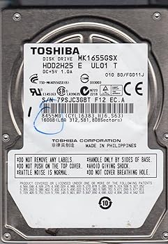 【中古】mk1655gsx、b0 / fg011j、hdd2h25 E ul01 T、Toshiba 160 GB SATA 2.5ハードドライブ