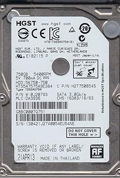 【中古】HTS547575A9E384、PN 0J20793、MLC DA3936、Hitachi 750GB SATA 2.5捉え所の無い運転