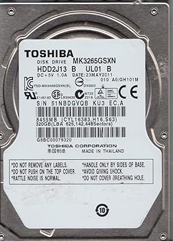 【中古】MK3265GSXN, A0/GH101M, HDD2J13 B UL01 B, 東芝 320GB SATA 2.5 ハードドライブ