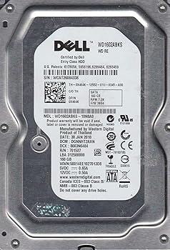【中古】WD1602ABKS-18N8A0、DCM DGNNHT2AAN、Western Digital 160GB SATA 3.5ハードドライブ。