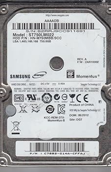【中古】ST750LM022、HN-M750MBB/SCC、FW 2AR10002、Samsung 750GB SATA 2.5ハードドライブ