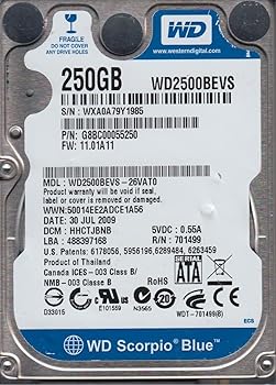 【中古】wd2500bevs-26vat0、DCM hhctjbnb、Westernデジタル250 GB SATA 2.5捉え所の無い運転