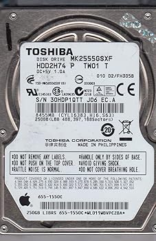 【中古】MK2555GSXF, HDD2H74 P TW01 T, Toshiba 250GB SATA 2.5 ハードドライブ (再生品)