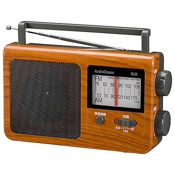 【中古】オーム電機AudioComm 携帯型ラジオ受信機 肌理調赤銅色 AM/FM 低音部目だたす役立つこと 差し込み/蓄電池 RAD-T780Z-WK 03-1689 OHM