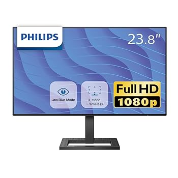 【中古】PHILIPS 液晶ディスプレイ・PCモニター 242E2F/11 (23.8インチ/FHD/IPS/5年保証/D-sub 15,HDMI,Display Port/4面フレームレス/Adaptive Sync/ち