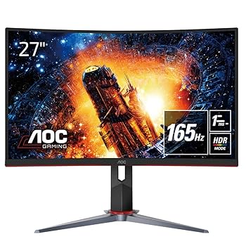 【中古】AOC ゲーミング液晶モニター C27G2X/11 (27インチ/フルHD/VA/曲面/HDMI/DisplayPort/165Hz/応答速度1ms/HDRエフェクトモード/FreeSync Premium/
