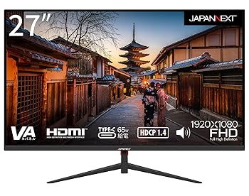 【中古】JAPANNEXT 27インチ モニター フルHD 1920x1080解像度 VA ディスプレイ (HDMI/USB-C 給電 (65W) / スピーカー内蔵/VESA対応/ブルーライトカット)
