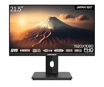 【中古】JAPANNEXT 21.5in 管する 盛りだくさん固定ディスク 1920x1080解像力 IPS 見せびらかす (KVM/HDMI/USB-C 給電 (65W) / 金棒引き内蔵/高さ調節する/回転させる(ピボッ