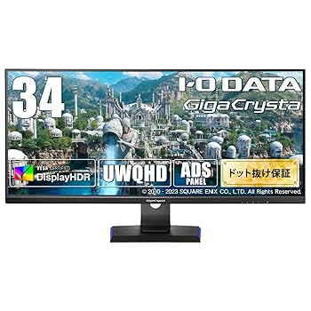 【中古】アイ・オー・データ IODATA ゲーミングモニター 34インチ GigaCrysta 75Hz 2ms UWQHD (RPG向き/HDMI×2/DisplayPort/USB-C/スピーカー付/リモコ