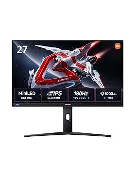 【中古】Xiaomi Mini LED ゲーミングモニター G Pro 27i 27インチ 1152ゾーンMini LED Fast IPS 1msGTG高速応答 180Hz ピーク輝度1000nit 2560x1440 2K F|スカーレット2021
