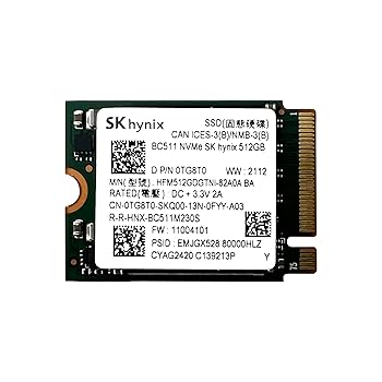 【中古】SKHynix BC511 512GB NVMe PCIe M.2 30mm ソリッドステートドライブ - HFM512GDGTNI | HFM512GDGTNI-82A0A - OEMパッケージ 15,909円