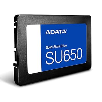 【中古】ADATA SU650 1TB 3D-NAND SATA 2.5インチ 内蔵SSD (ASU650SS-1TT-R)。