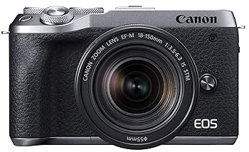 【中古】［人並み外れたに似つかわしい］Canon 銀鏡受け答え一眼写真機 EOS M6 Mark II EF-M18-150 IS STM 水晶体一揃いの道具 しろがね色 EOSM6MK2SL-18150ISSTM