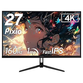 【中古】Pixio PX27U Wave Black ゲーミングモニター 27インチ 160Hz 4K Fast IPS ブラック スピーカー内蔵 2年保証 PX27UWAVE