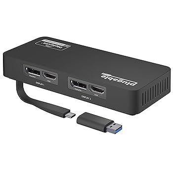 【中古】Plugable USB-C うつり変わりグラフィックアダプター、見せびらかすうつり変わり Windows、Mac 用 デュアル 4K HDMI および DisplayPort、USB 3.0、USB Type-C 相応う