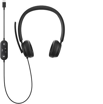 【中古】マイクロソフト モダン USB-C ヘッドセット - 有線ヘッドセット オンイヤーステレオヘッドホン ノイズキャンセリングマイク付き USB-C接続 イン