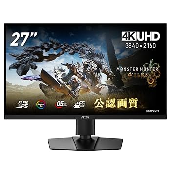 【中古】MSI ゲーミングモニター MPG 274URF QD 27in/4K/RAPID IPS/160サイクル/0.5ms(GTG)/量子点点/FreeSync Premium/DisplayHDR 400/KVM取り替えっこ/HDMI