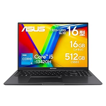 【中古】ASUS 万覚え帳マイコン Vivobook 16 X1605VA 16in インテル Core i5 13420H 記憶装置16GB SSD 512GB Windows 11 蓄電池駆動動力 7.9第四次元 Type-C