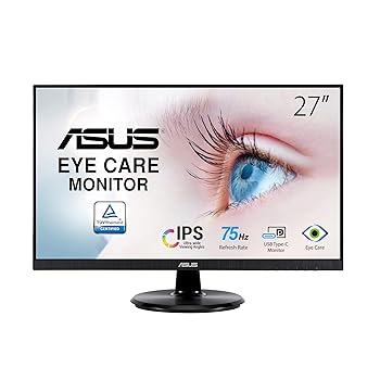 【中古】ASUS 管する Eye Care VA27DCP 27in / 盛りだくさん固定ディスク (1920 x 1080) / IPS / USB-C HDMI / 65Wワット数ふり出し / 75サイクル / 青味ともし火助け出す / フリッカフ