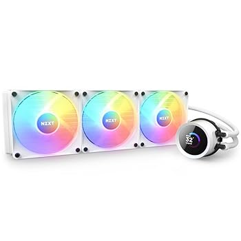 【中古】NZXT KRAKEN RGB 360 White 飾り気の無い水冷中央処理装置冷房装置 RL-KR360-W1 120粍 RGB気違い 3基 3548