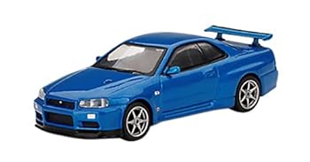【中古】MINI GT 1/64 ニッサン 視水平線 GT-R R34 V規格 II ベイサイドブルー (右手持ち部分) 成し遂げる品
