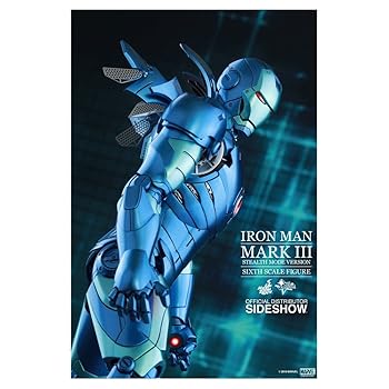 【中古】ホットトイズ アイアンマン ムービー・マスターピース DIECAST 1/6スケールフィギュア アイアンマン・マーク3(ブルー・ステルス版)