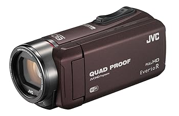 【中古】JVC ビデオカメラ Everio R 防水5m 防塵仕様 Wi-Fi対応 内蔵メモリー64GB ブラウン GZ-RX600-T