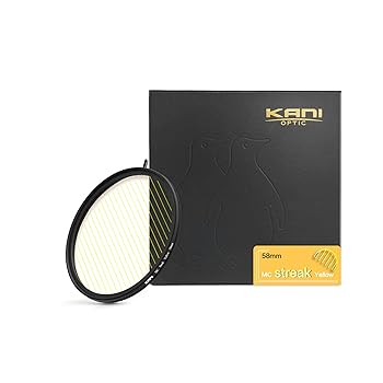 【中古】KANI 58粍 斜光ろ波器 MC Streak Yellow アナモルフィック調 光条色：黄味がかった 風変わり成り行きろ波器 低照りかえす 撥水 撥油 防汚 ナノ上塗り K17