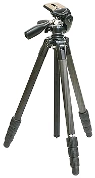 【中古】SLIK 炭素三脚 ともし火炭素 E84 II 4段 耐荷重5kg 煙管経28粍 3WAY雲台 ダブル中毒者式 109410