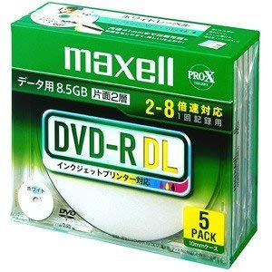 【中古】maxell データ用 DＶD-R DL 8.5GB 2-8倍速対応 インクジェットプリンタ対応ホワイト(ワイド印刷) 5枚 10mmケース入 DR85PWC.1P5S A