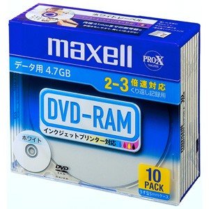 【中古】maxell データ用 DVD-RAM 4.7GB 2-3倍速対応 インクジェットプリンタ対応ホワイト 10枚 5mmケース入 DRM47PWB.S1P10S A