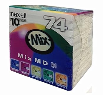 【中古】maxell 吹き込み用MD(ミニレコード盤) Mix MD 74分 10枚容器に並べる MD-74MIXF
