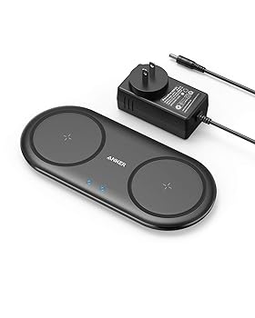 【中古】［非常に良い］Anker PowerWave 10 Dual Pad ワイヤレス充電器 ACアダプタ付属 Qi認証 iPhone 12 / 12 Pro Galaxy 各種対応 最大10W出力 (ブラック)