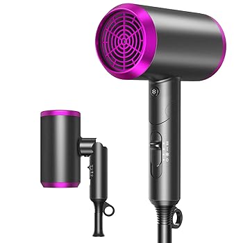 【中古】［非常に良い］ヘアドライヤー 大風量 速乾 マイナスイオン 折り畳み式 軽量 57℃恒温 過熱防止 ノズル付き ドライヤー 3段階調節 携帯便利 オシャレ 家庭用/旅