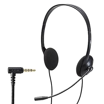 【中古】［非常に良い］エレコム ヘッドセット 有線 Φ3.5mm接続 4極 子ども用 回転式マイクアーム付き 軽量 ステレオ ブラック HS-KD03TBK