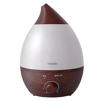 【中古】アイリスオーヤマ 加湿器 大容量 超音波式 加湿量 280ml タンク容量 2.8L 8畳 10時間連続加湿 アロマ対応 しずく型 卓上 デスク用 UHM-280SM-DT｜スカーレット2021