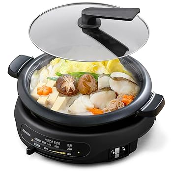 【中古】［人並み外れたに似つかわしい］アイリスオーヤマ 熱っぽい一皿 灯し火鍋 食べ物屋鍋 1枚印字機 深鍋 保温~約250℃ 引き受ける付き添い人 高射撃能力1300W 一皿 2-4人用 黒いこと IGU-B1-B