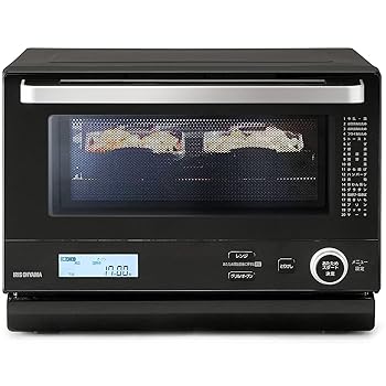 【中古】アイリスオーヤマ スチームオーブンレンジ 18L フラットテーブル 時短調理 スピードあたため 自動メニュー20種類 ブラック MO-F1808A