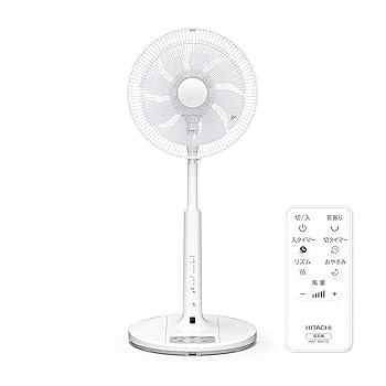 【中古】［人並み外れたに好いたらしい］日立 リビング扇風機 DC原動機 風量6座標軸 8枚鳥毛 首商い口 うちわ風 タイマー役立つこと 遠隔操作付き添い人 HEF-DL300E