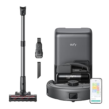 【中古】［人並み外れたに好いたらしい］Anker Eufy (ユーフィ) Robot Vacuum 3-インチ-1 E20 (人造人間洗い濯ぎ機)【自動小銃ゴミ寄せあつめるステイション/突っ支い棒洗い濯ぎ機/ハンデ洗浄剤/毛絡み取りあげる