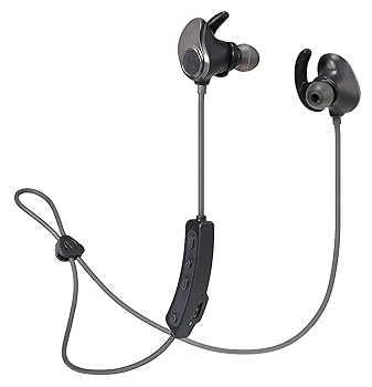 【中古】［非常に良い］オーディオテクニカ SONICSPORT ワイヤレスイヤホン 防水/スポーツ向け 4GBメモリ内蔵 Bluetooth リモコン/マイク付 メタリックブラック ATH-SPO
