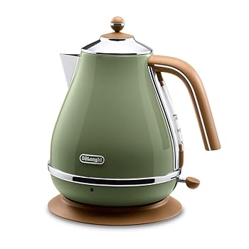 【中古】［非常に良い］De'Longhi (デロンギ) 電気ケトル アイコナ・ヴィンテージ KBOV1200J-GR ステンレス 1.0L 見やすい水量計 異物混入防止フィルタ 空だき防止機能