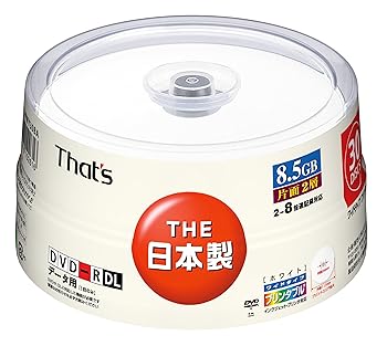 【中古】太陽誘電製 That's DVD-Rデータ用 8倍速8.5GB 片面2層ワイドプリンタブル スピンドルケース30枚入 DR-85WWY30BA|スカーレット2021
