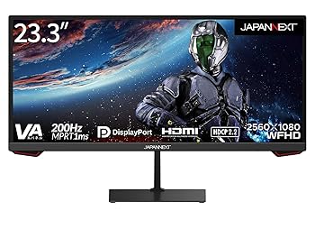【中古】JAPANNEXT 23.3in ゲーミングモニター 200サイクル 1ms WFHD 2560x1080解像力 VA ダイアログボックス 見せびらかす (HDMI/DisplayPort/VESA相応う/ブルーライトカ