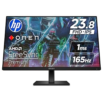 【中古】HP ゲーミングモニター OMEN 24 23.8in 盛りだくさん固定ディスク 165サイクル 1ms IPSダイアログボックス 非光輝 HDMI 2.0 DisplayPort 1.4 AMD FreeSync ピボット・高さ・角度調