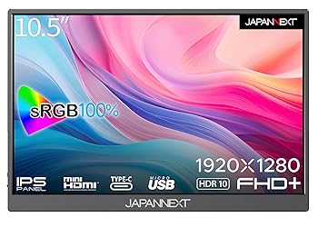 【中古】JAPANNEXT 10.5インチ モバイルモニター IPS パネル フルHD 1920x1080解像度 スマートケース付き (USB/Type C/MAC PC対応/スピーカー内蔵 / sRGB|スカーレット2021