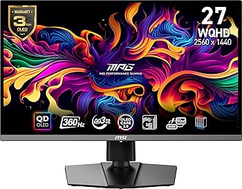 【中古】MSI MPG 271QRX QD-OLED, 27 OLED Gaming Monitor, 2560 x 1440 (QHD), OLED 0.03ms Response time, 360サイクル, True Black HDR 400, HDMI, DP Port,