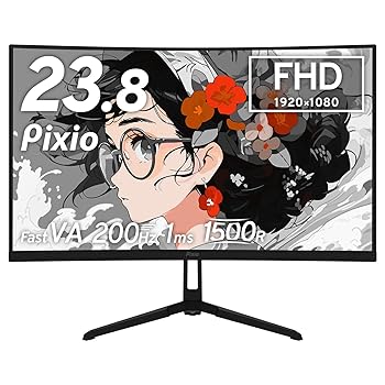 【中古】Pixio PXC248 Wave ゲーミングモニター 湾曲 200Hz 23.8インチ 24インチ FHD Fast VA ピクシオ